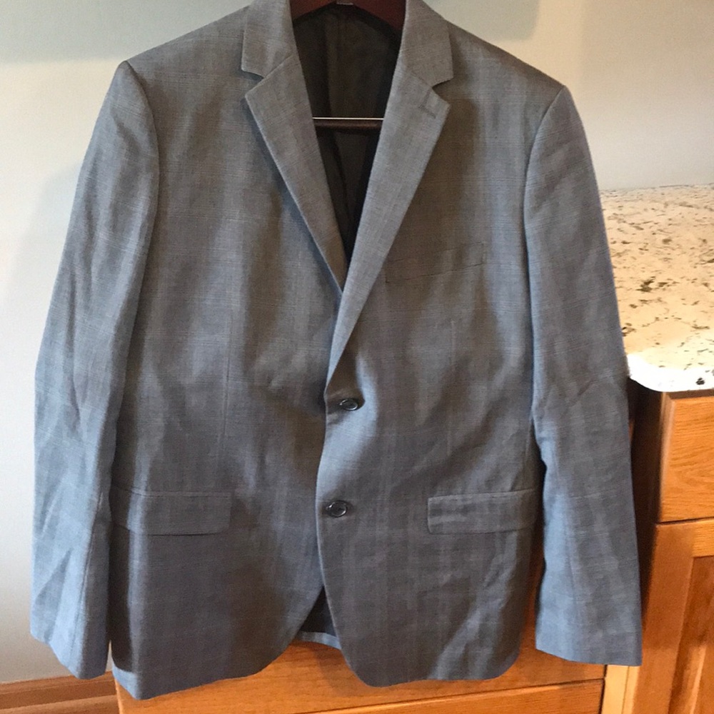 Theory grey plaid suit jacket